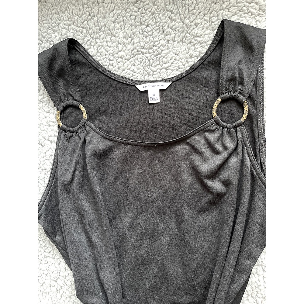 Croft & Barrow Women’s Medium Sleeveless Black Crinkle Tunic Tank Top. - Picture 3 of 6